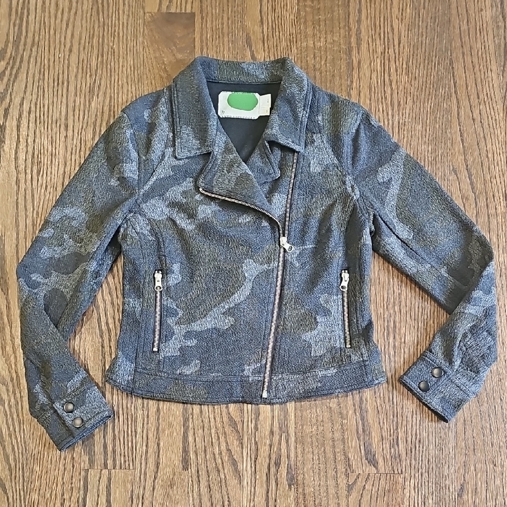 Anthropologie Charcoal Camouflage Jacket